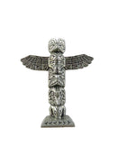 Vintage Pewter Totem Pole Figurine 2.5” Northwest Coast Style Collectible Sculpture