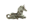 Silver horse figurine on a white background