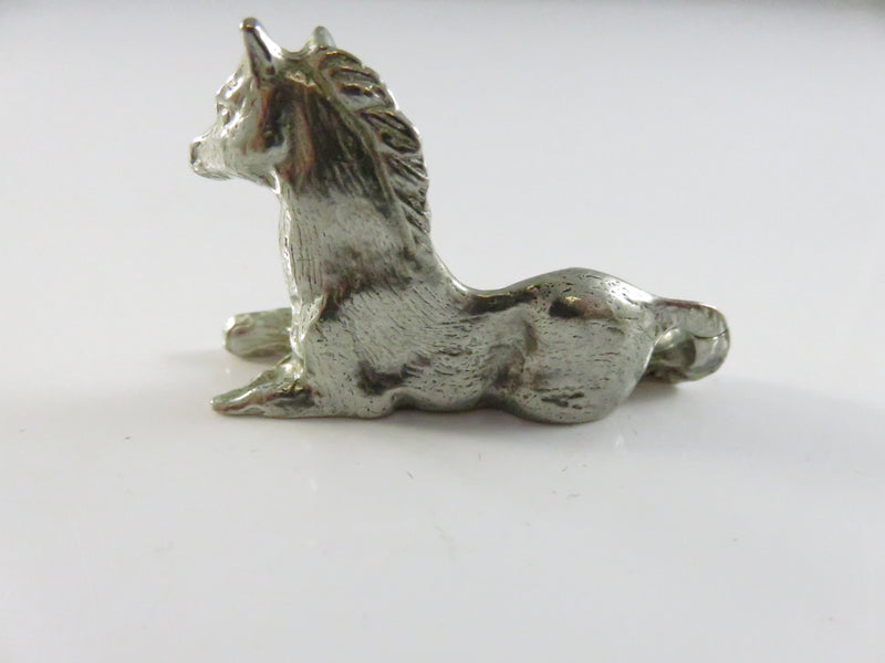 Vintage Pewter Foal Figurine Miniature Collectible Metal Sculpture