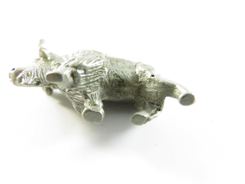 Vintage Pewter Buffalo Figurine Miniature Western Collectible Shelf Accent 1.25 Inch