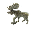 Pewter moose figurine on a white background