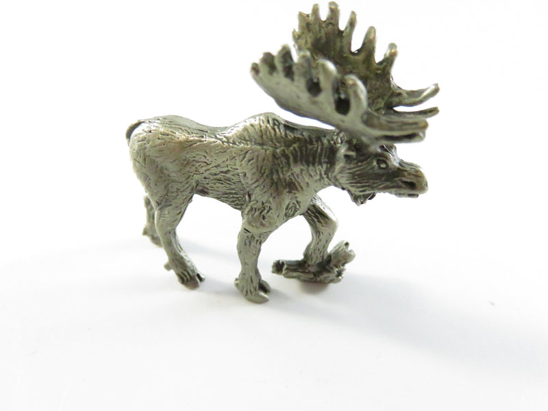 Pewter Moose Figurine Detailed Wildlife Miniature Sculpture Late 20th Century