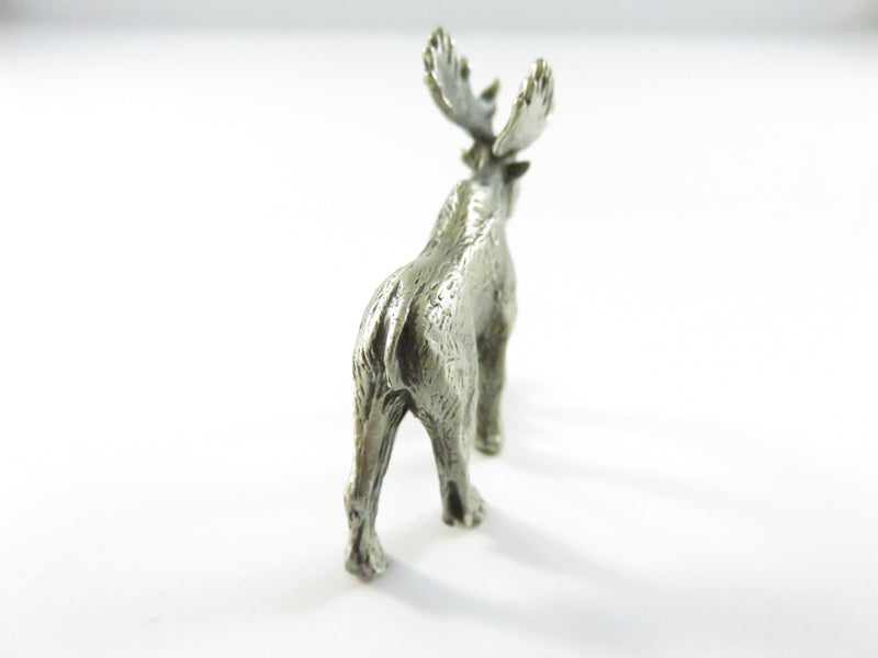 Pewter Moose Figurine Detailed Wildlife Miniature Sculpture Late 20th Century