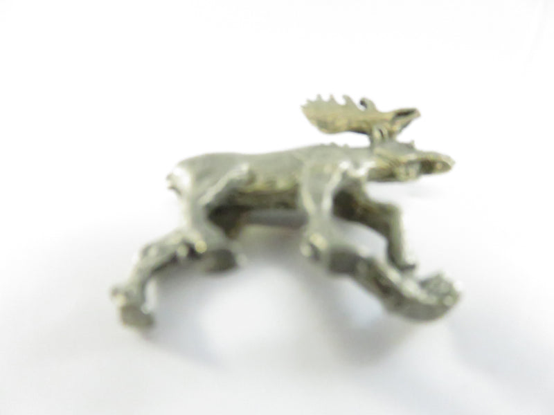 Pewter Moose Figurine Detailed Wildlife Miniature Sculpture Late 20th Century