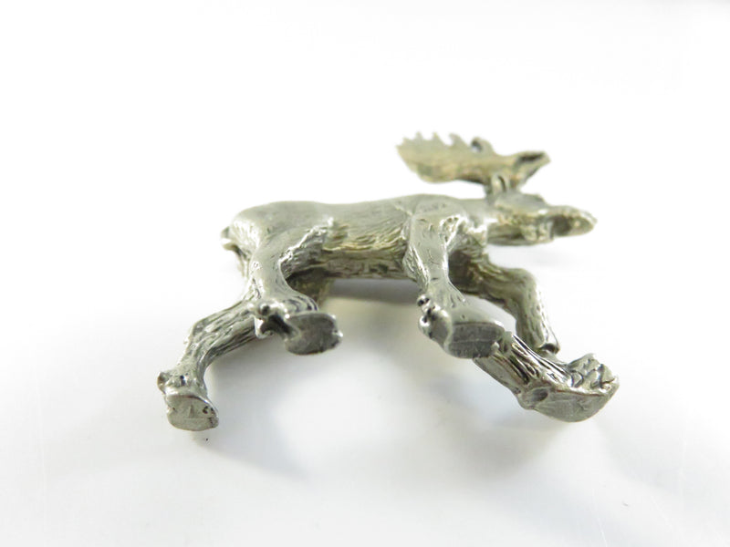 Pewter Moose Figurine Detailed Wildlife Miniature Sculpture Late 20th Century