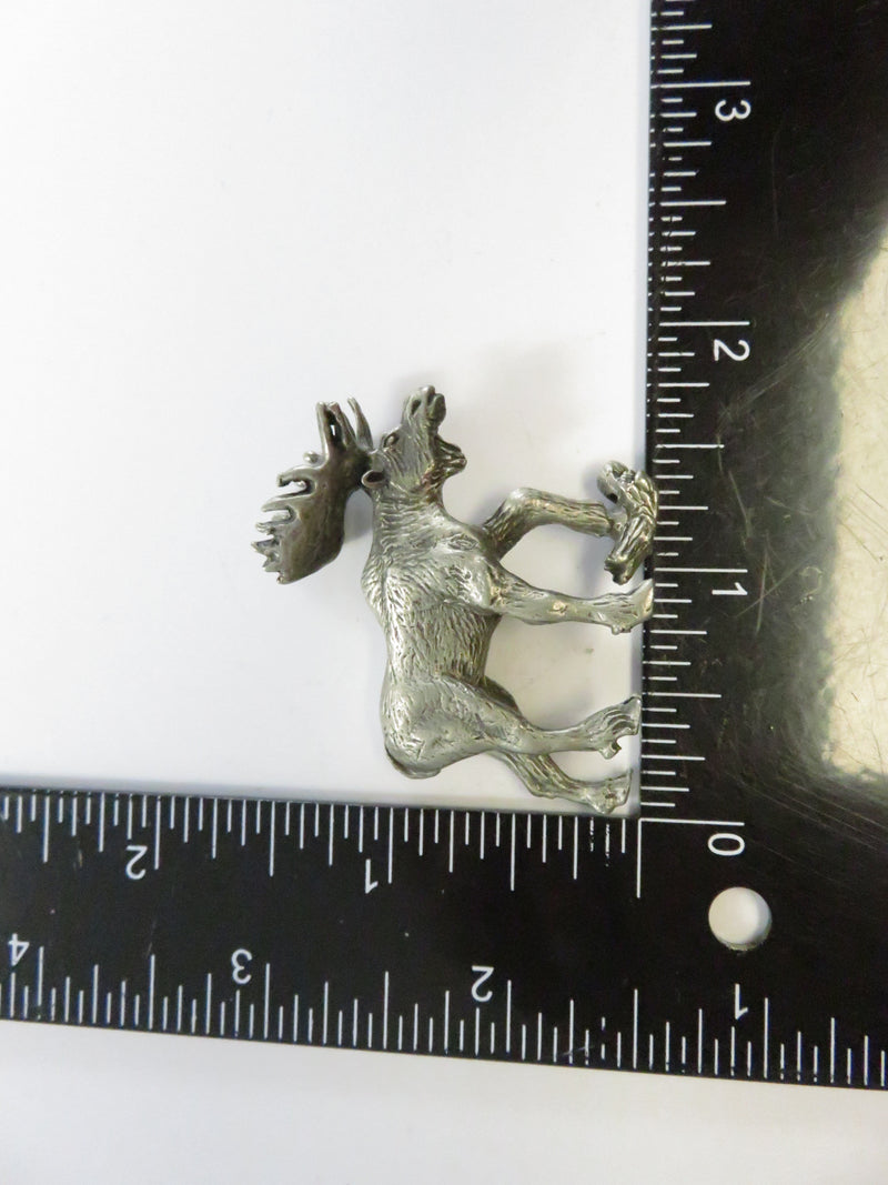 Pewter Moose Figurine Detailed Wildlife Miniature Sculpture Late 20th Century
