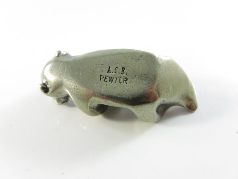 Pewter Otter Figurine A.C.B. Signed Miniature Wildlife Sculpture Late 20th Century