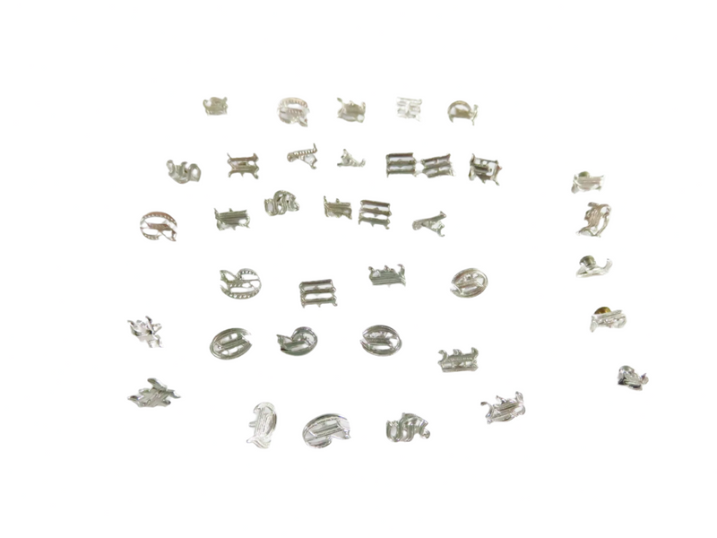 Grouping of Various Letter Ring Inserts for Signet Monogram Rings Hardstone Rings — Silver — front view