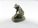 Pewter Prospector Figurine Vintage Miner Panning Sculpture Late 20th Century