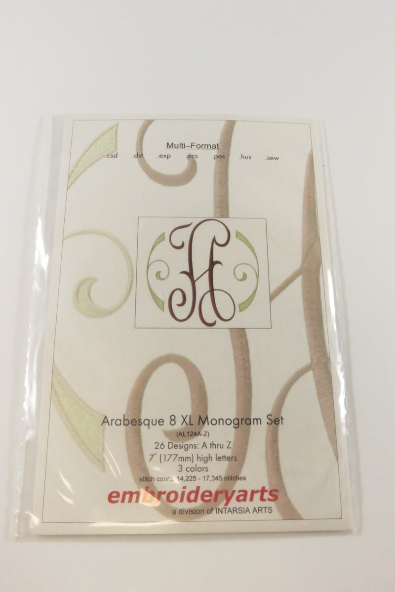 Arabesque 8 XL Monogram Set Embroidery Arts Mini CD 26 Designs Windows 7 — front view