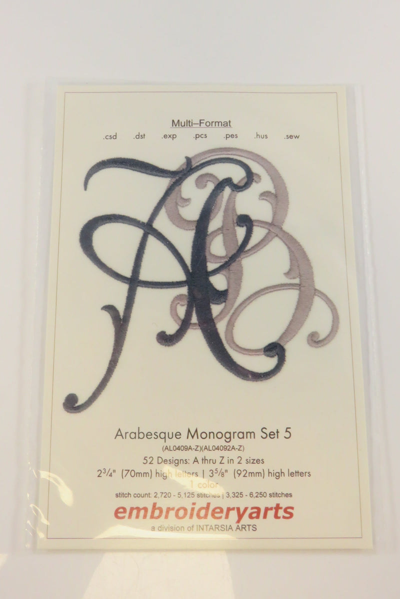 Arabesque Monogram Set 5 Embroidery Arts Mini CD 26 Designs Windows 7 — front view