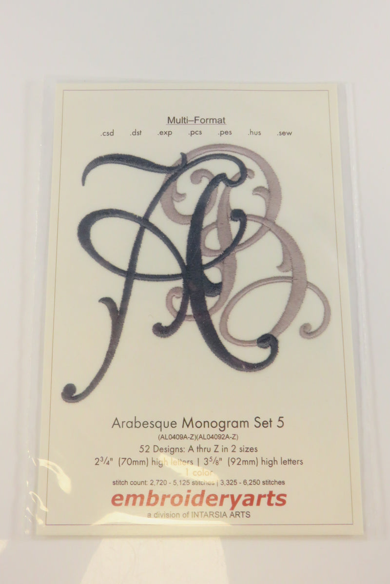 Arabesque Monogram Set 5 Embroidery Arts Mini CD 26 Designs Windows 7