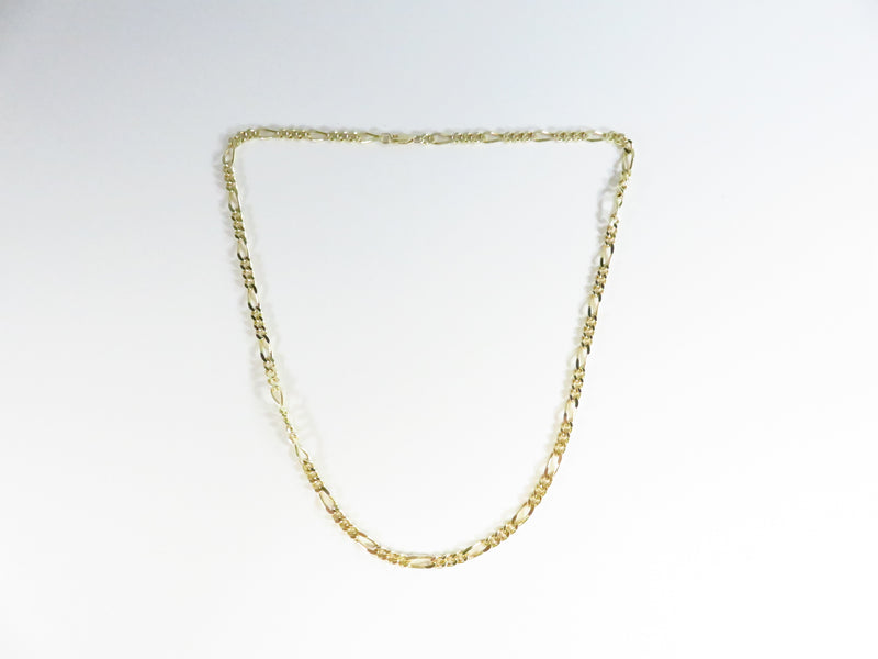 Unisex 925 Gold Gilded Sterling Figaro Chain 20" Long w Lobster Clasp