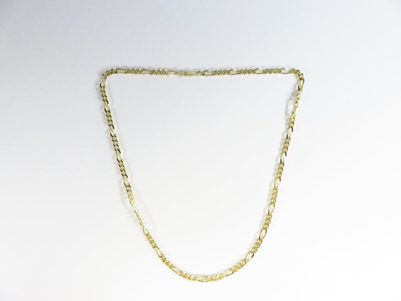 Unisex 925 Gold Gilded Sterling Figaro Chain 20" Long w Lobster Clasp