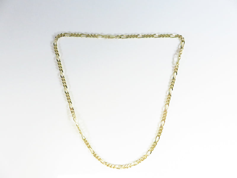 Unisex 925 Gold Gilded Sterling Figaro Chain 20" Long w Lobster Clasp