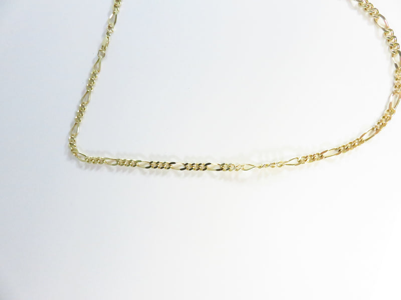 Unisex 925 Gold Gilded Sterling Figaro Chain 20" Long w Lobster Clasp