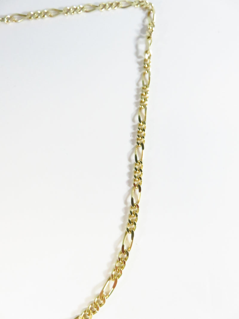 Unisex 925 Gold Gilded Sterling Figaro Chain 20" Long w Lobster Clasp