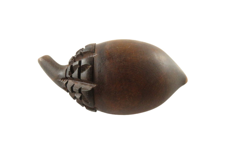 Small Vintage Decorative Carved Wood Acorn Finding 3 1/2" — front view