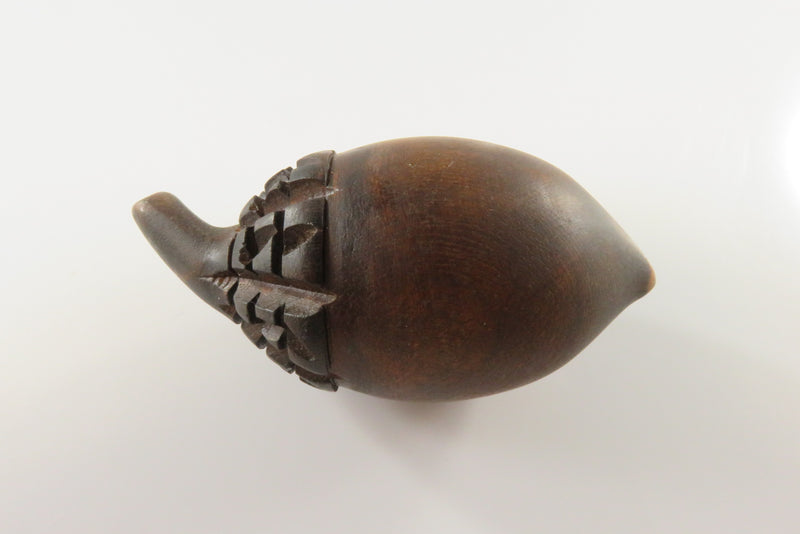 Small Vintage Decorative Carved Wood Acorn Finding 3 1/2"
