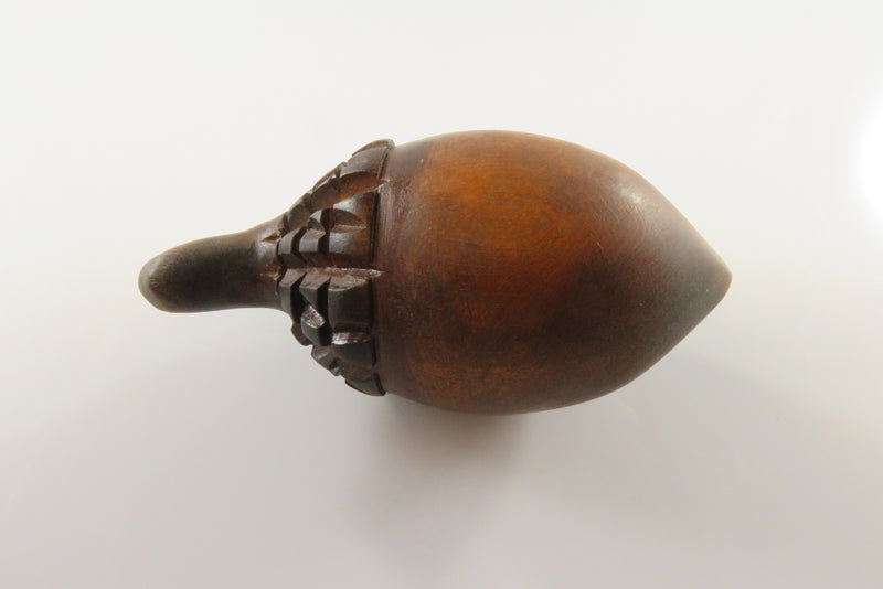 Small Vintage Decorative Carved Wood Acorn Finding 3 1/2"