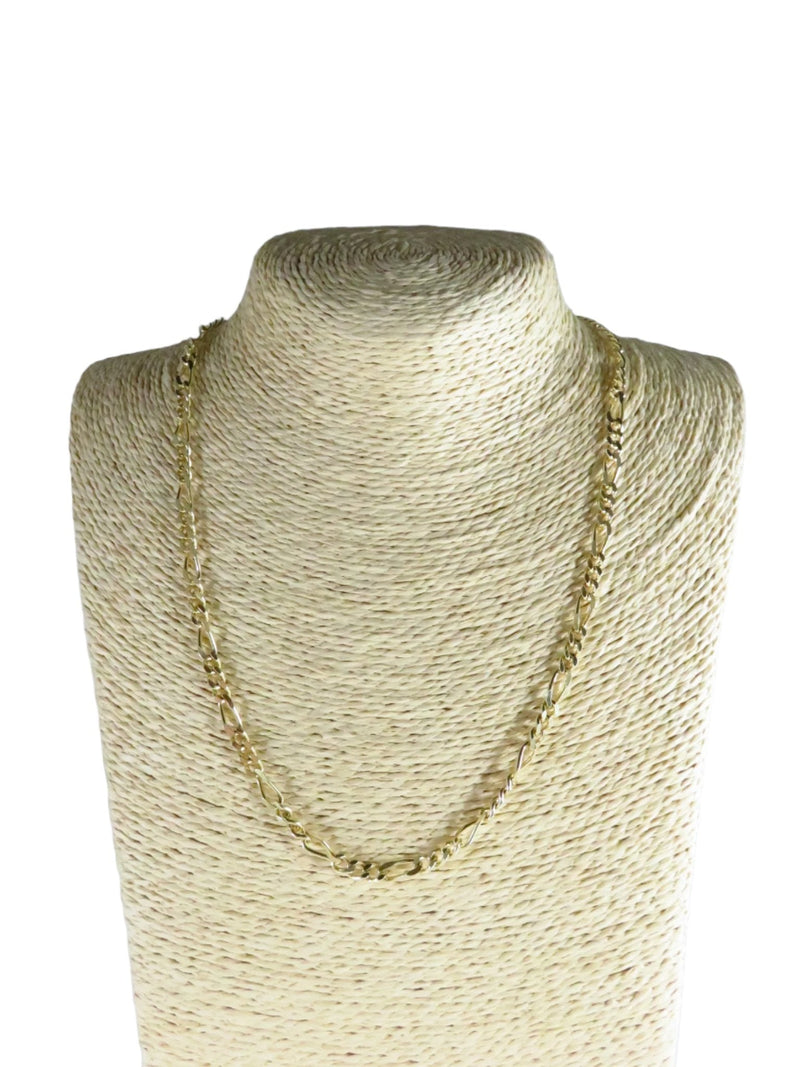 Unisex 925 Gold Gilded Sterling Figaro Chain 20" Long w Lobster Clasp — Gold, Sterling Silver — front view
