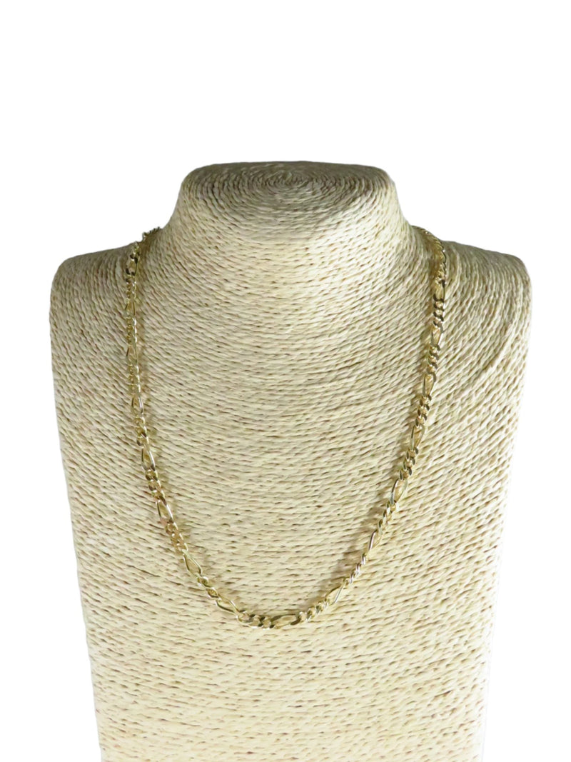 925 Gold Gilded Sterling Figaro Chain 20" Long w Lobster Clasp