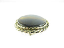 Vintage Faux Tortoise Shell Oval Glass Brooch Signed Lisa Gold Tone Statement Pin