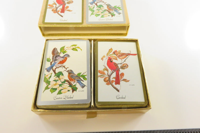 Vintage Set of Two Bird Themed Playing Cards Sets Congress US Playing Card Co