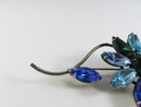Vintage Blue and Green Glass Stone Flower Brooch for Repair or Repurpose