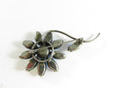Vintage Blue and Green Glass Stone Flower Brooch for Repair or Repurpose