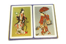 Vintage Set of Two Deck Asian Themedl Playing Cards By Heraclio Fournier Vitoria — front view