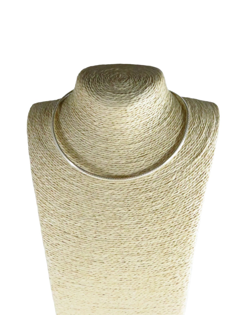 925 4.35mm Omega Choker Necklace 16" TL Lobster Clasp 19.6 Grams — Sterling Silver, Silver — front view