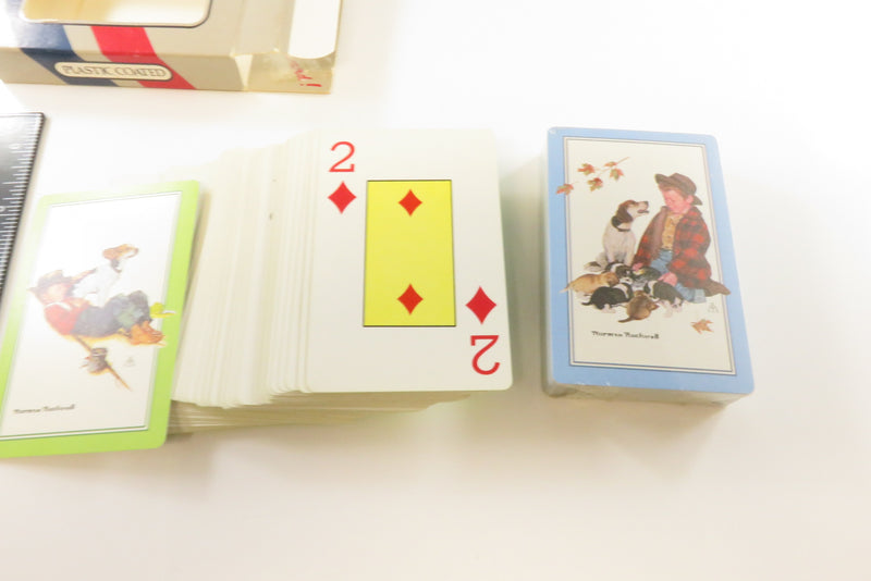 Vintage Set of Two Deck Norman Rockwell Playing Cards Dog Boy Design