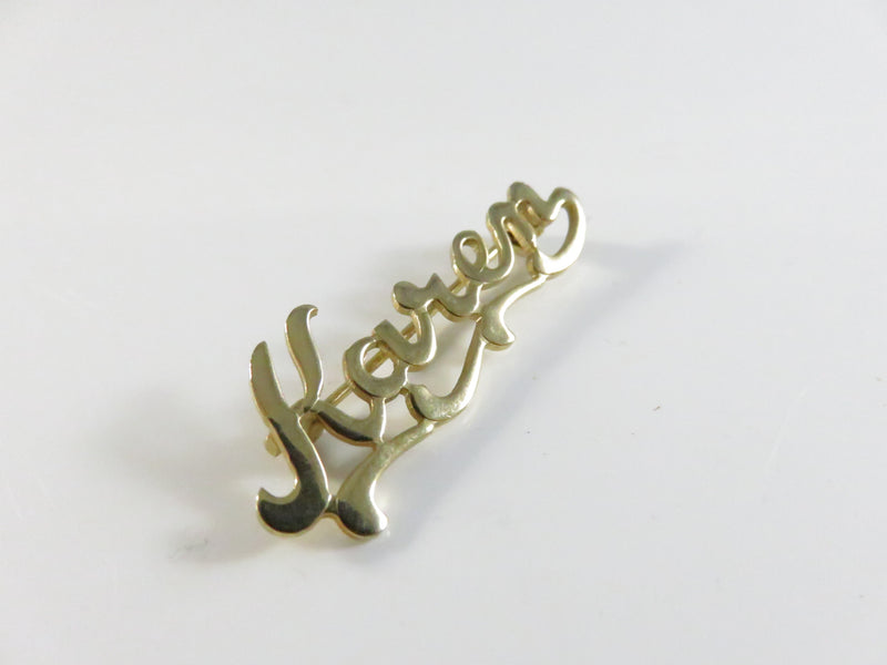 Vintage Gold Tone Karen Script Name Brooch Pin c1980s Personalized Jewelry