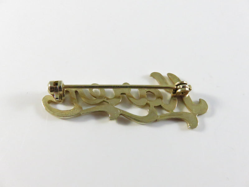Vintage Gold Tone Karen Script Name Brooch Pin c1980s Personalized Jewelry