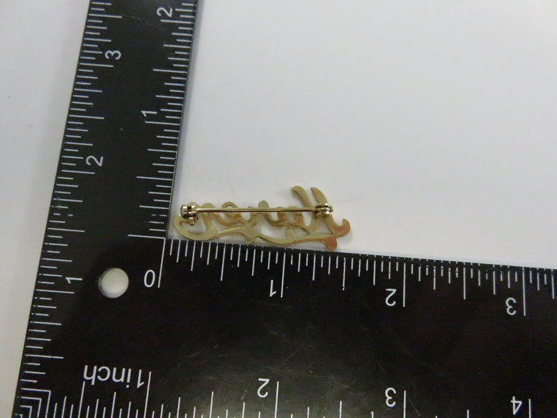 Vintage Gold Tone Karen Script Name Brooch Pin c1980s Personalized Jewelry