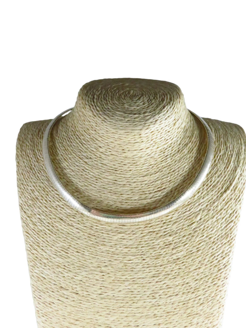 8mm Sterling Omega Choker Necklace 16 3/4" TL Lobster Clasp 28.1 Grams — Sterling Silver, Silver — front view