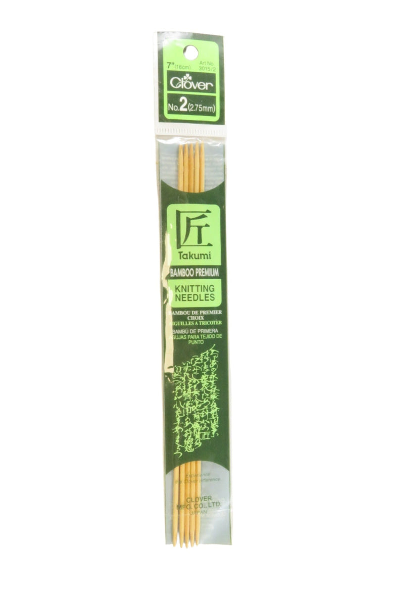 Clover Bamboo Premium Knitting Needles 7" No 2 — front view