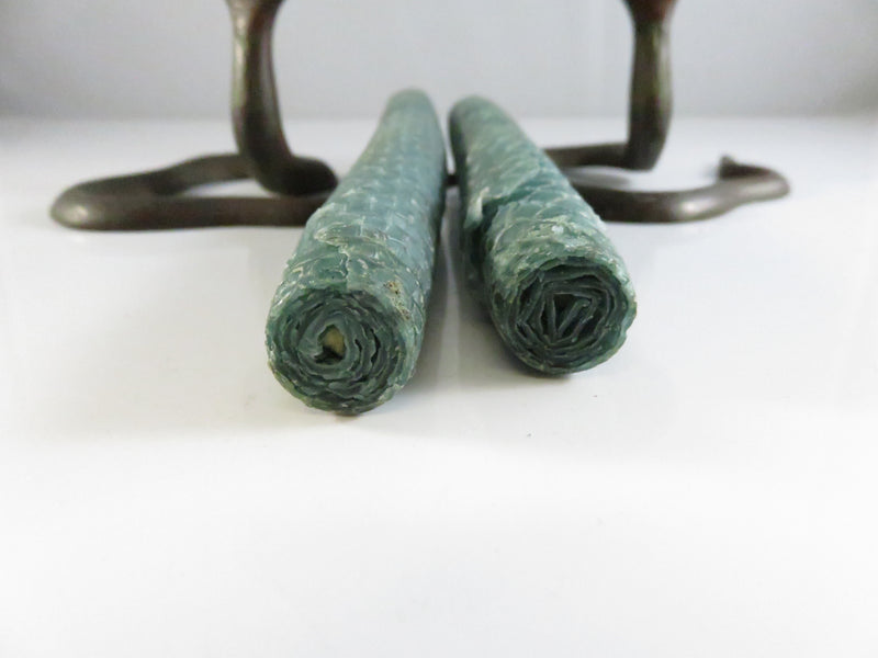 Serpent Brass Candlestick Holders Mid Century Indian Naga Form Lac Work Pair