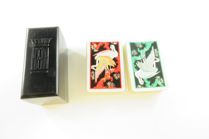 Vintage c1947 Set of Two Flamingo Décor Playing Card Sets by Kem Plastic in Case
