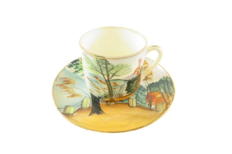 c1950 Rare Pennsylvania's Grand Canyon Tea & Saucer Hand Painted Travel Souvenir — Pottery & Glass:Pottery & China:China & Di