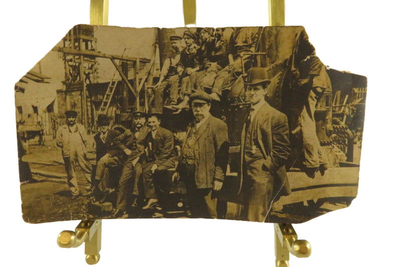 Antique Group Photo with Steam Engine Locomotive  5 1/2 x 3 1/4
