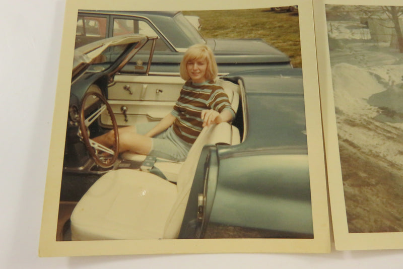 Vintage 1967 Photo of Corvette and Woman Seated in Corvette 3 1/2 x 3 1/2