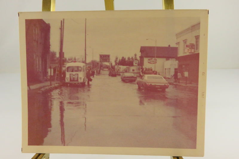 cJuly 1973 Street View Photo of Flooded Downtown Street  4 1/2 x 3 1/2