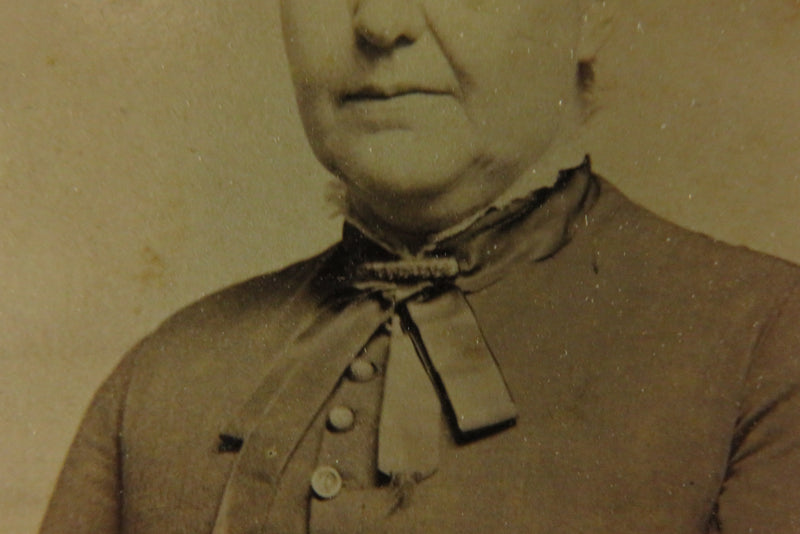 Antique Cabinet Card Woman with Fan Collar Pin Extra Large Image GH Wood C1890