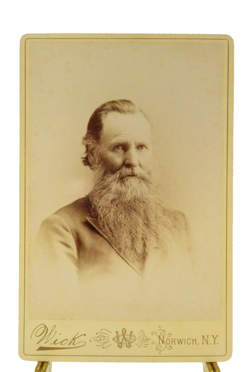 Antique Cabinet Card Man With Large Beard Wick Norwich New York C1890 — front view