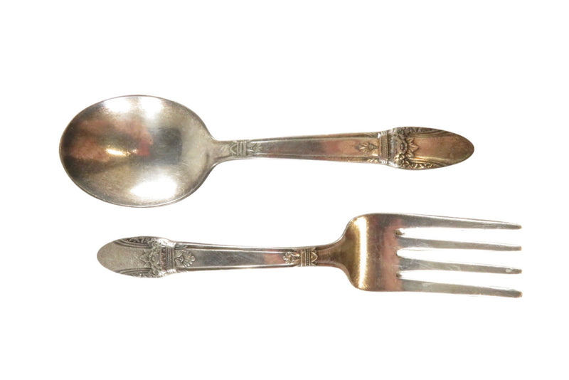 1847 Rogers Bros. 1937 First Love Pattern Infant Fork & Spoon Set