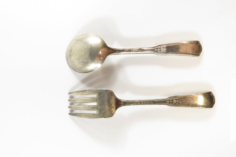 1924 Shakespeare Pattern Infant Fork & Spoon Set Stratford Plate Special