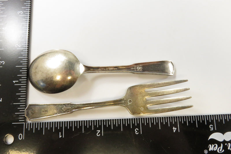 1924 Shakespeare Pattern Infant Fork & Spoon Set Stratford Plate Special