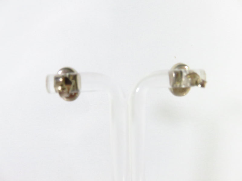 Petite Oval Dried Flower Resin Stud Earrings Sterling Silver Mexico